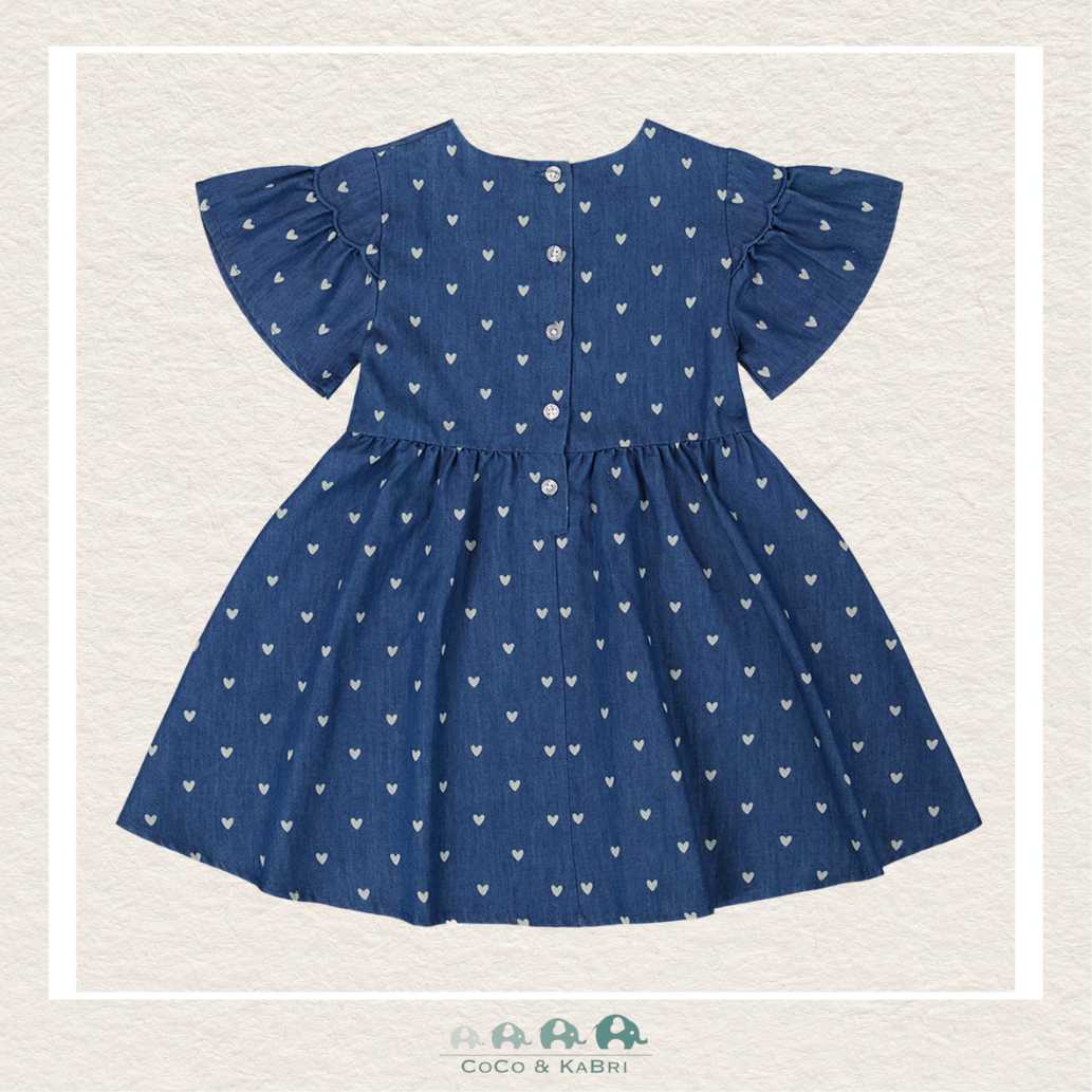 🇨🇦 Deux Par Deux Chambray Dress With Printed Hearts, CoCo & KaBri Children's Boutique