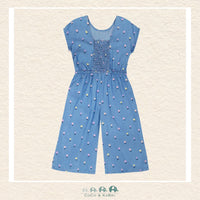 🇨🇦 Deux Par Deux: Chambray Jumpsuit Blue Flower Print, Back View of Romper, CoCo & KaBri Children's Boutique, Canada
