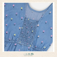 🇨🇦 Deux Par Deux: Chambray Jumpsuit Blue Flower Print, Back view Close up, CoCo & KaBri Children's Boutique, Canada