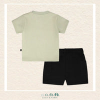 🇨🇦 Deux Par Deux: Cotton Rib Jersey T-Shirt And Organic Cotton Jersey Short Set Sage Green And Black, CoCo & KaBri Children's Boutique, Brooks Alberta Canada