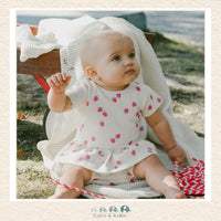 🇨🇦 Deux Par Deux Cotton Rib Jersey Top and Short Set White Printed Strawberries, Little Baby wearing outfit, CoCo & KaBri Children's Boutique, , Brooks Alberta Canada