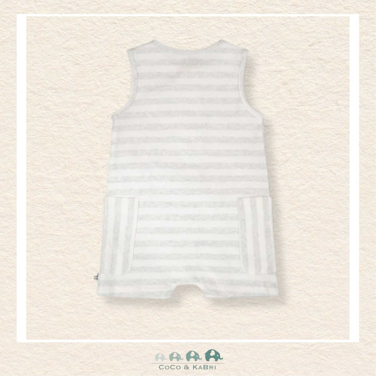 🇨🇦 Deux Par Deux Cotton Striped Romper White And Grey Stripes, CoCo & KaBri Children's Boutique, Brooks Alberta Canada