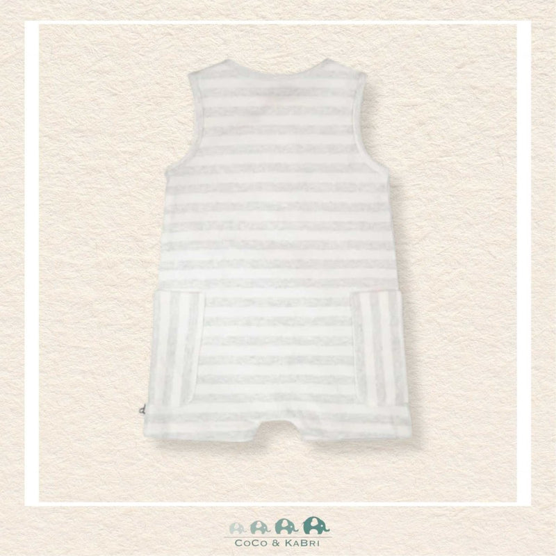 🇨🇦 Deux Par Deux Cotton Striped Romper White And Grey Stripes, CoCo & KaBri Children's Boutique, Brooks Alberta Canada