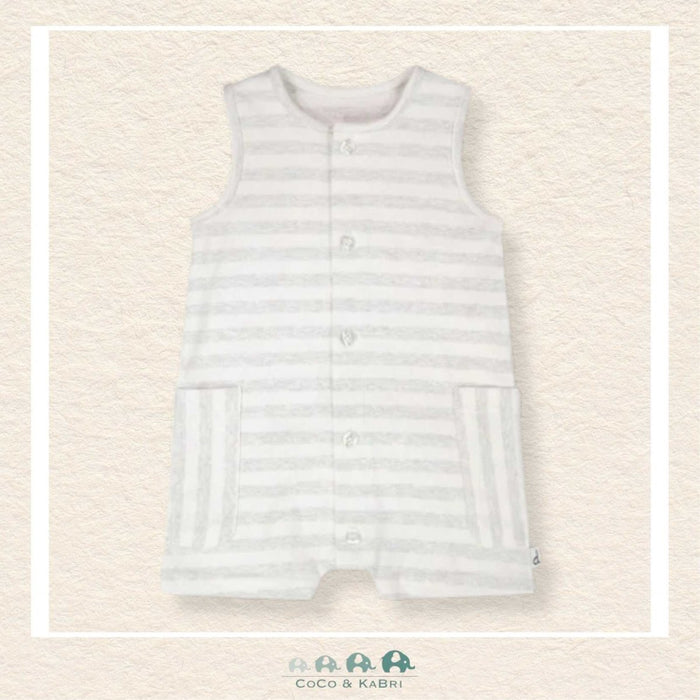 🇨🇦 Deux Par Deux Cotton Striped Romper White And Grey Stripes, CoCo & KaBri Children's Boutique, Brooks Alberta Canada
