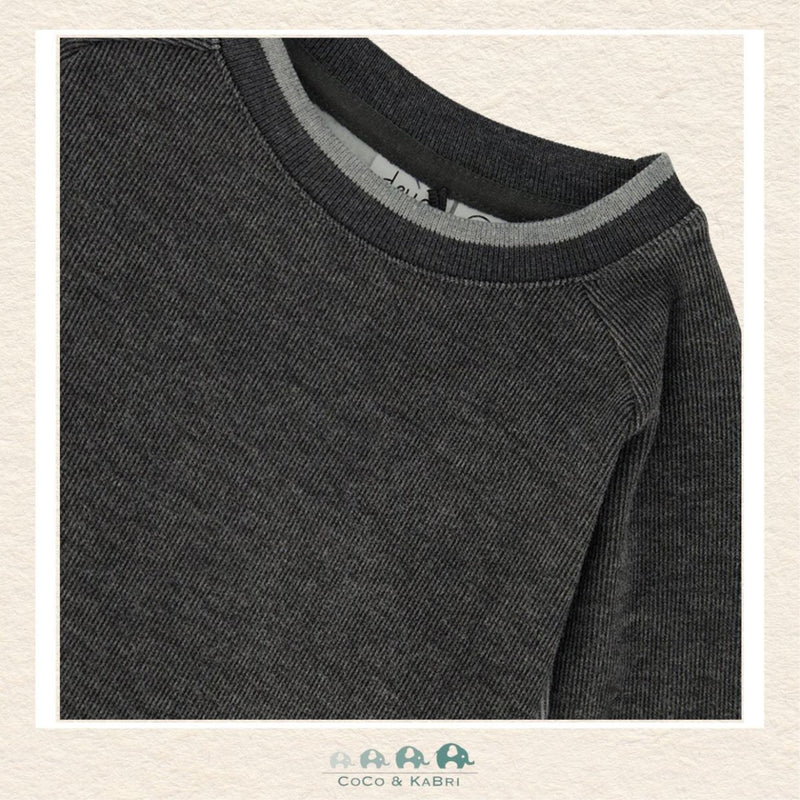 Deux par Deux: Flat Back Rib Sweatshirt Grey, CoCo & KaBri Children's Boutique, Brooks Alberta Canada
