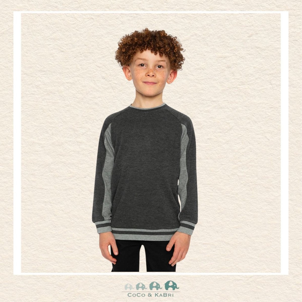 Deux par Deux: Flat Back Rib Sweatshirt Grey, CoCo & KaBri Children's Boutique, Brooks Alberta Canada