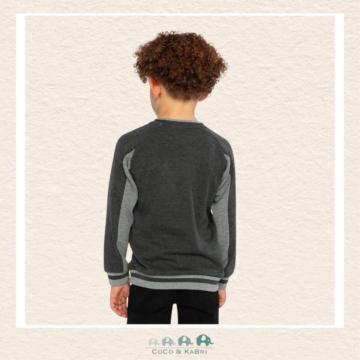 Deux par Deux: Flat Back Rib Sweatshirt Grey, CoCo & KaBri Children's Boutique, Brooks Alberta Canada