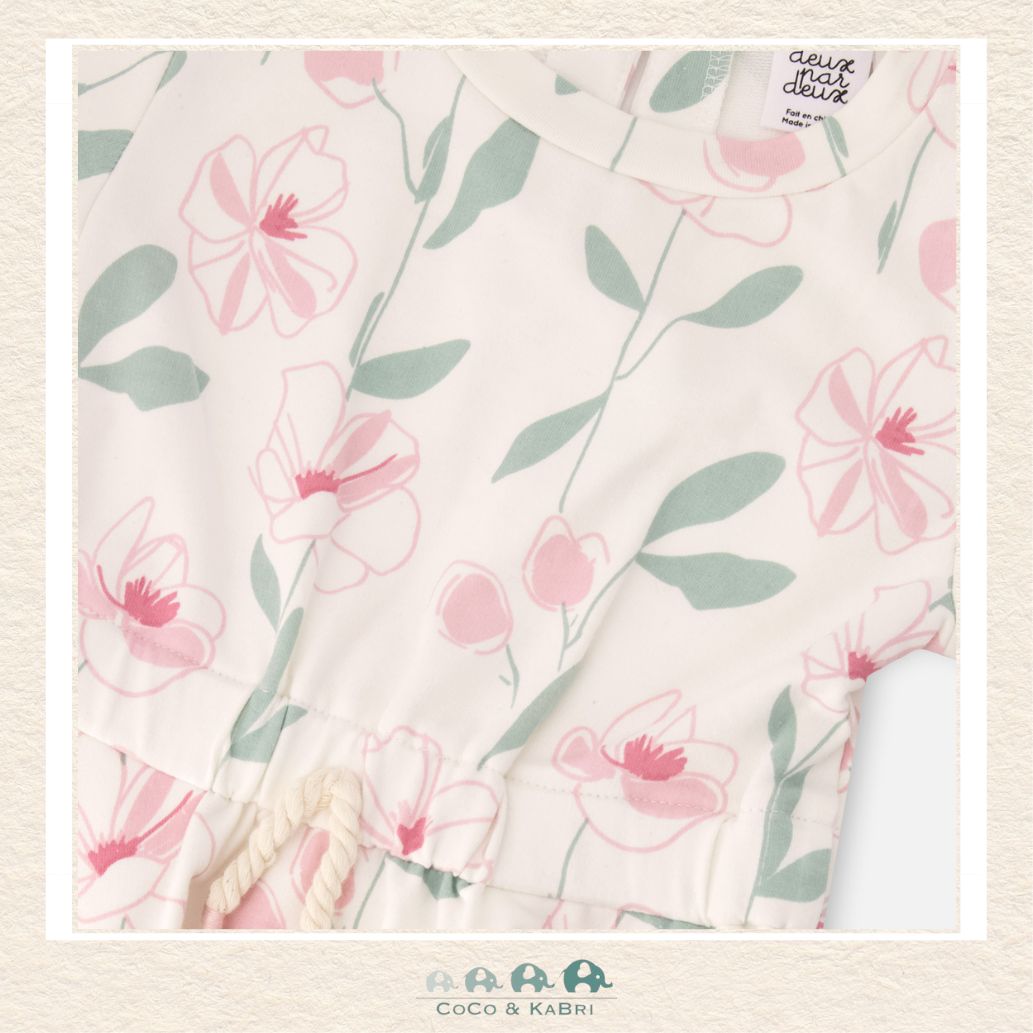 🇨🇦 Deux Par Deux: French Terry Dress Off White Printed Flowers, CoCo & KaBri Children's Boutique