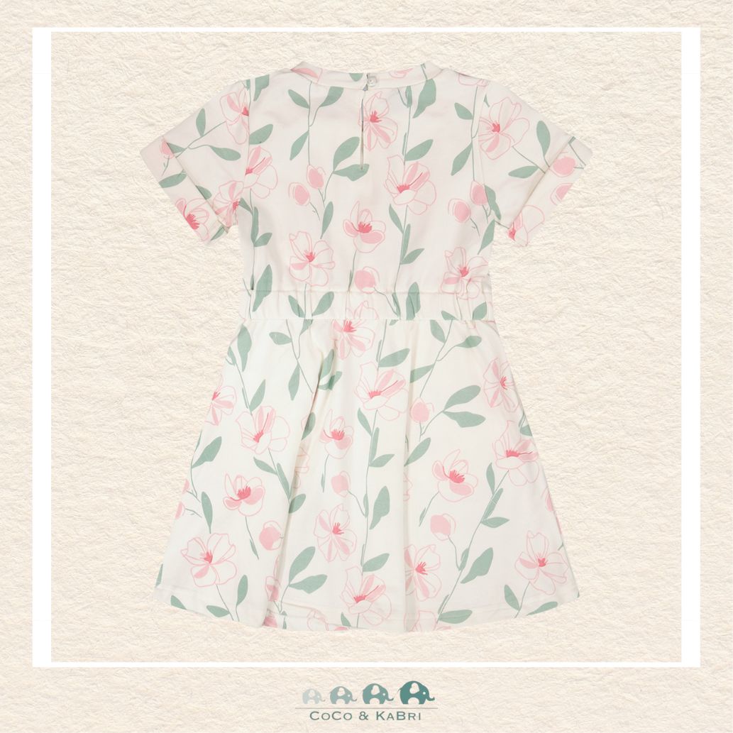 🇨🇦 Deux Par Deux: French Terry Dress Off White Printed Flowers, CoCo & KaBri Children's Boutique