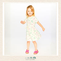 🇨🇦 Deux Par Deux: French Terry Dress Off White Printed Flowers, CoCo & KaBri Children's Boutique