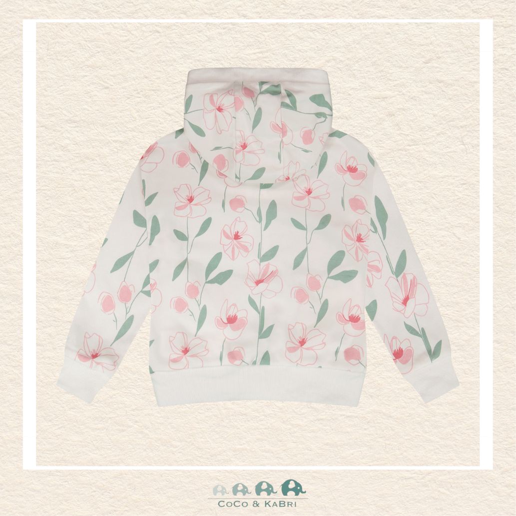 🇨🇦 Deux Par Deux: French Terry Hoodie Off White Printed Flowers, CoCo & KaBri Children's Boutique