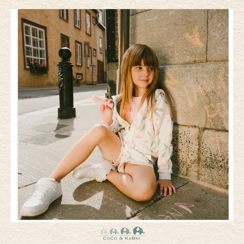 🇨🇦 Deux Par Deux: French Terry Hoodie Off White Printed Flowers, CoCo & KaBri Children's Boutique