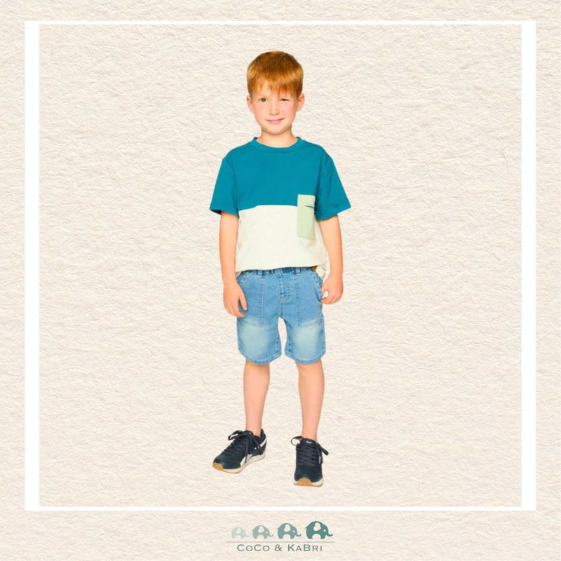 🇨🇦 Deux Par Deux: French Terry LIght Blue Denim Shorts, CoCo & KaBri Children's Boutique, Brooks Alberta Canada