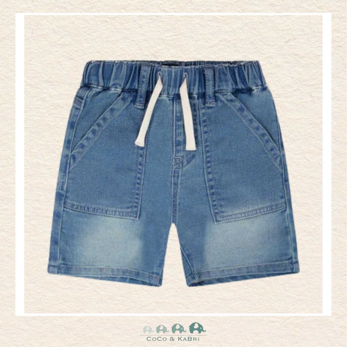 🇨🇦 Deux Par Deux: French Terry LIght Blue Denim Shorts, CoCo & KaBri Children's Boutique, Brooks Alberta Canada