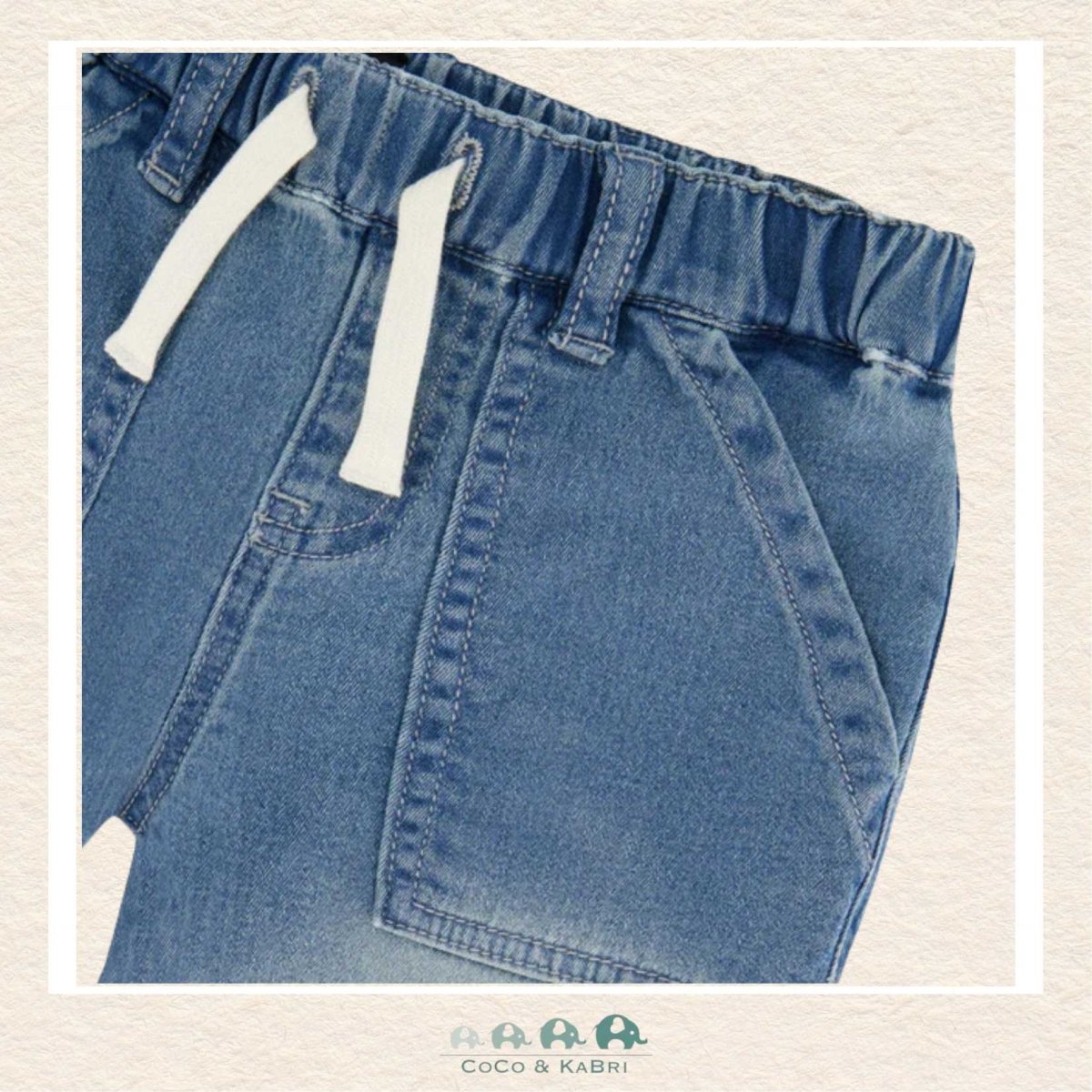 🇨🇦 Deux Par Deux: French Terry LIght Blue Denim Shorts, CoCo & KaBri Children's Boutique, Brooks Alberta Canada
