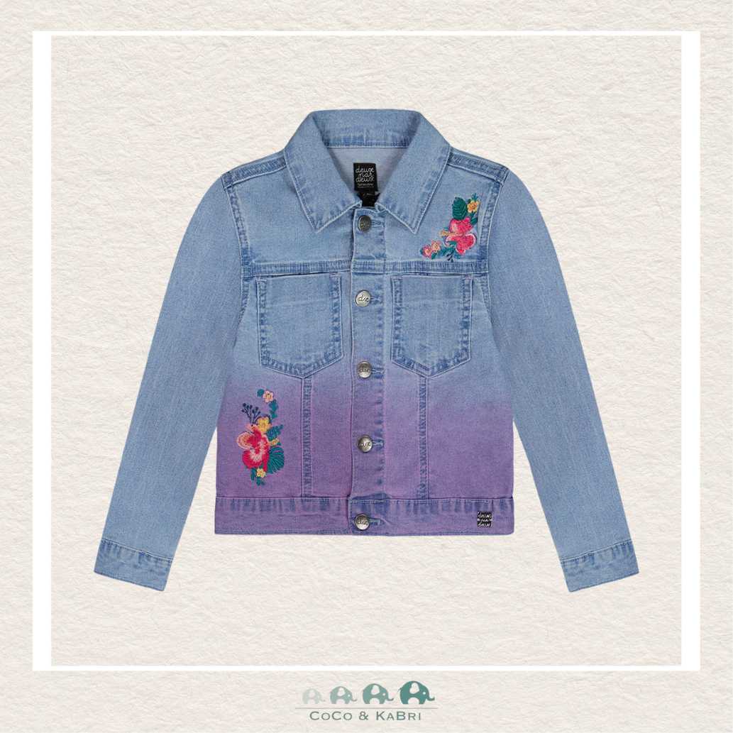 🇨🇦 Deux Par Deux Girls Denim Jacket With Embroidery, CoCo & KaBri Children's Boutique