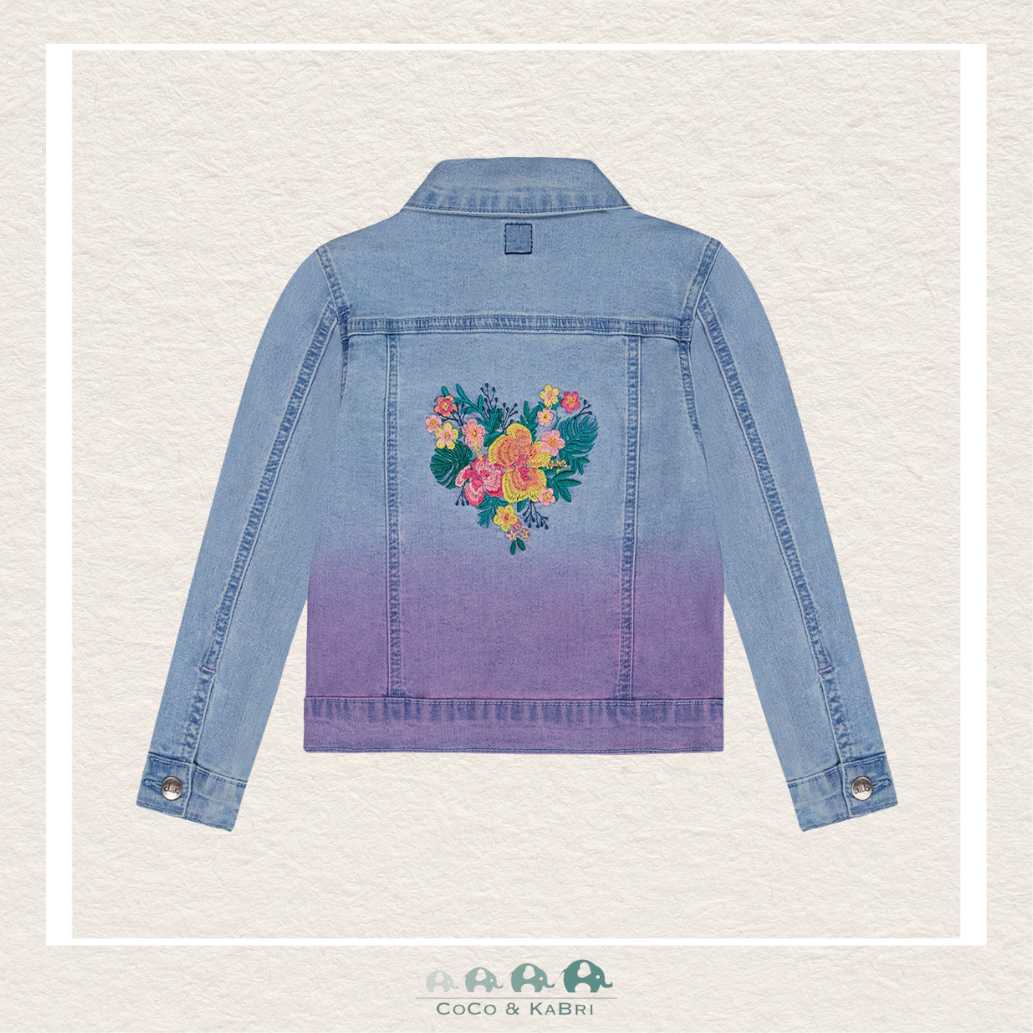 🇨🇦 Deux Par Deux Girls Denim Jacket With Embroidery, CoCo & KaBri Children's Boutique