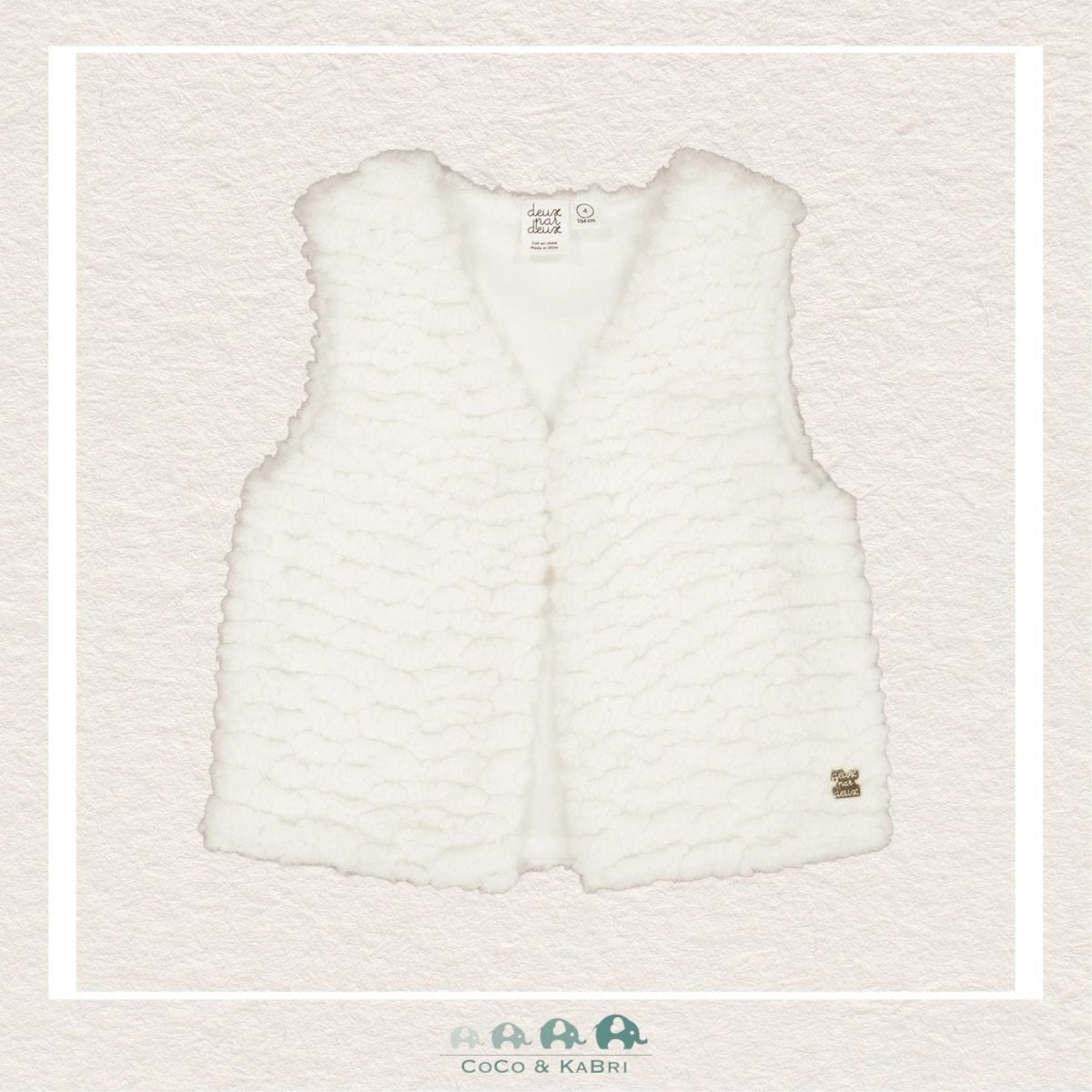 🇨🇦 Deux Par Deux Girls Faux Fur Vest Off White, CoCo & KaBri Children's Boutique