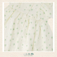 🇨🇦 Deux Par Deux: Jacquard Dress White Printed Flowers, Close up of dress pattern, CoCo & KaBri Children's Boutique, Canada