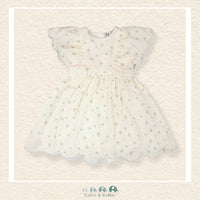 🇨🇦 Deux Par Deux: Jacquard Dress White Printed Flowers, Front view of floral dress CoCo & KaBri Children's Boutique, Canada