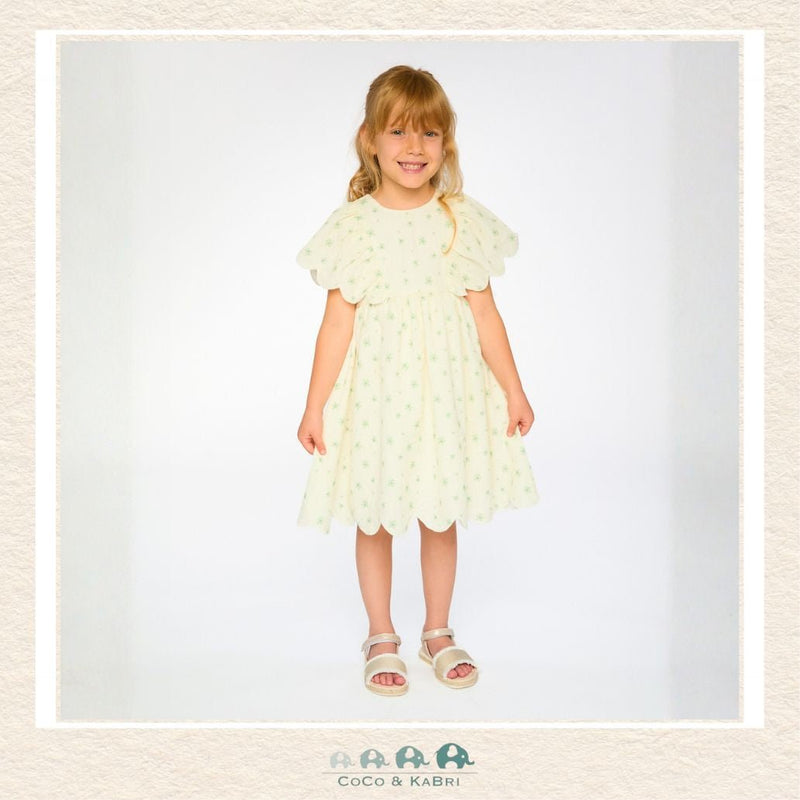 🇨🇦 Deux Par Deux: Jacquard Dress White Printed Flowers, Photo of girl wearing the floral dress, CoCo & KaBri Children's Boutique, Canada