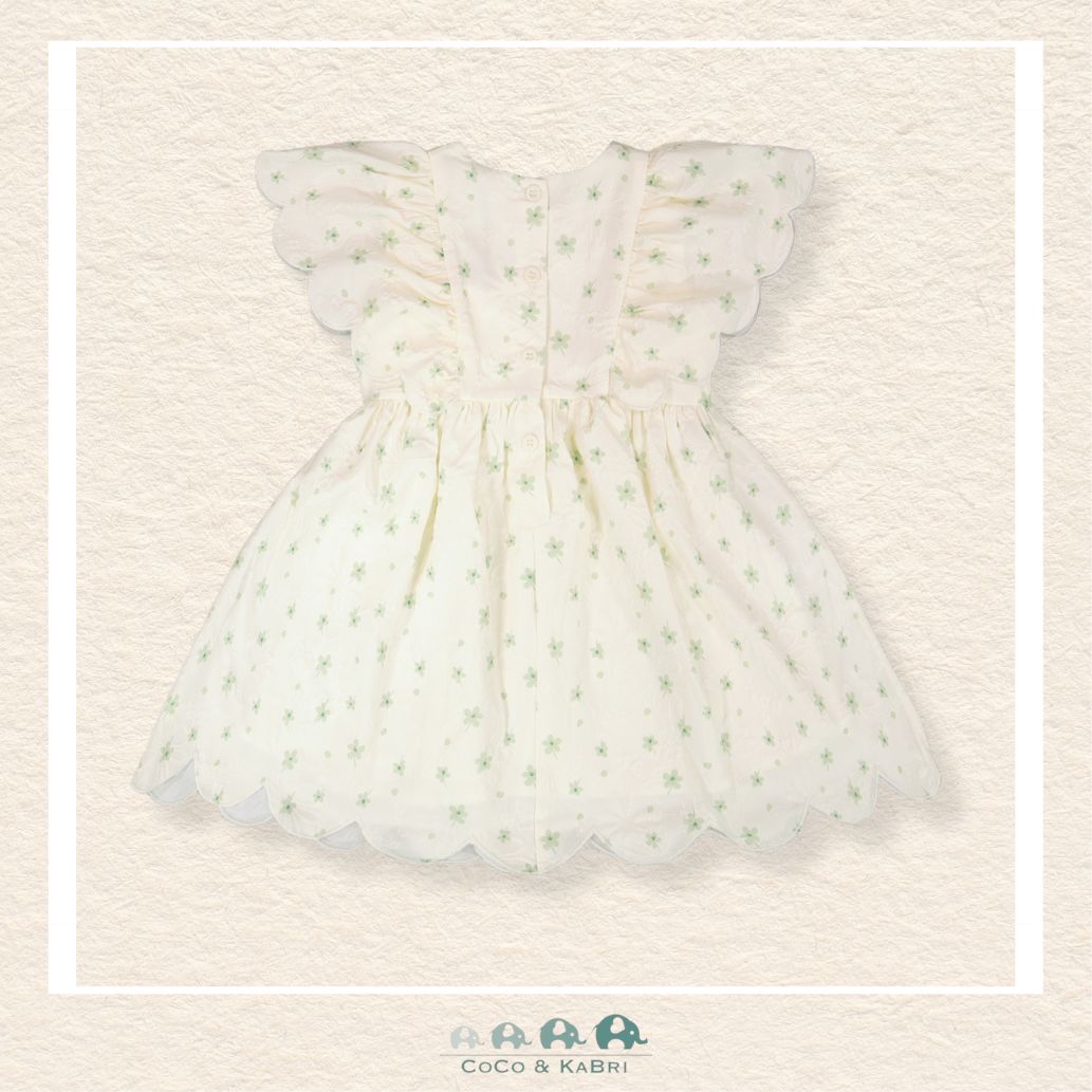 🇨🇦 Deux Par Deux: Jacquard Dress White Printed Flowers, Back of floral dress, CoCo & KaBri Children's Boutique, Canada