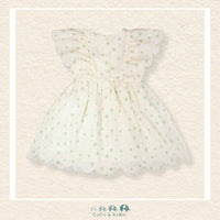 🇨🇦 Deux Par Deux: Jacquard Dress White Printed Flowers, Back of floral dress, CoCo & KaBri Children's Boutique, Canada