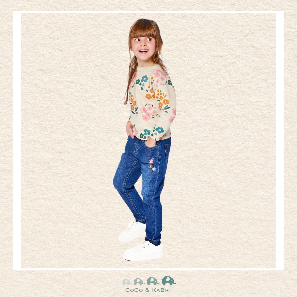 🇨🇦 Deux Par Deux Jeans with Embroidered Flowers, CoCo & KaBri Children's Boutique
