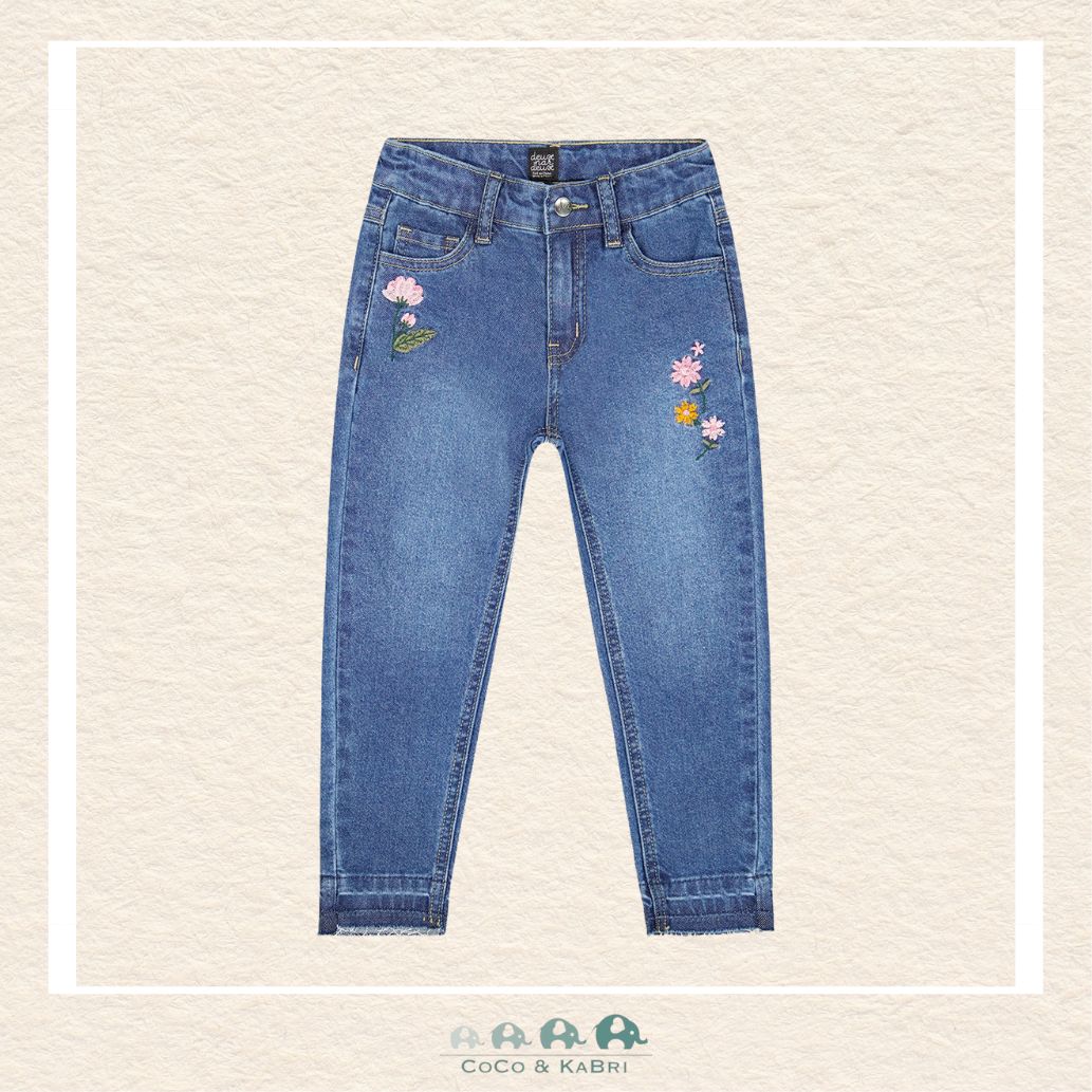 🇨🇦 Deux Par Deux Jeans with Embroidered Flowers, CoCo & KaBri Children's Boutique