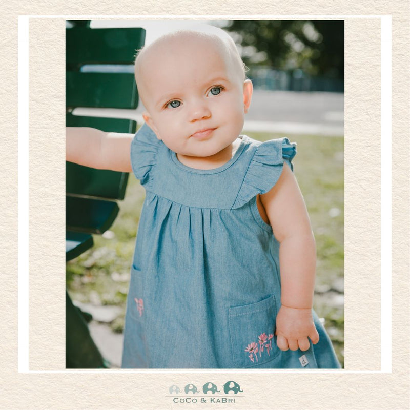 🇨🇦 Deux Par Deux: Light Blue Chambray Dress and Bloomer Set Light Blue, CoCo & KaBri Children's Boutique