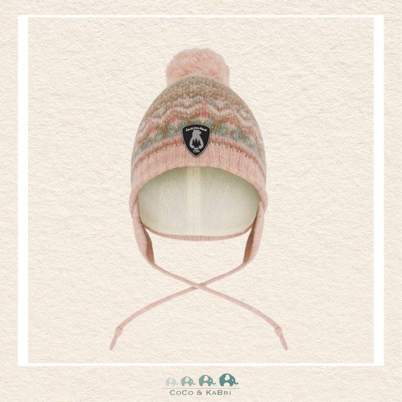 🇨🇦 Deux Par Deux Lined Baby Knit PomPom Peruvian Knit Hat With Ear Flaps - Dusty Pink, CoCo & KaBri Children's Boutique