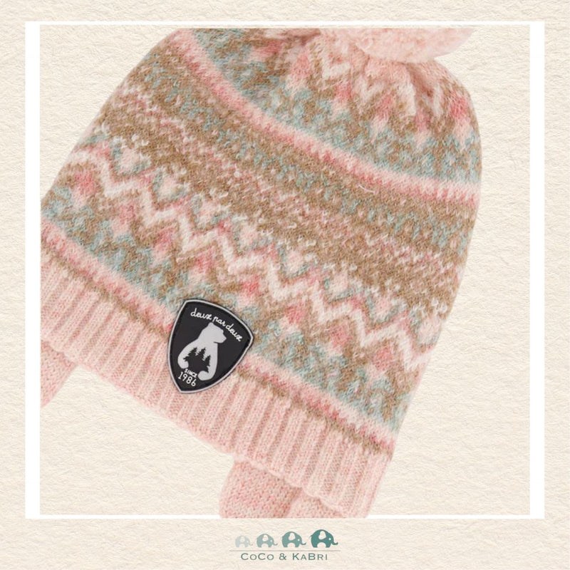 🇨🇦 Deux Par Deux Lined Baby Knit PomPom Peruvian Knit Hat With Ear Flaps - Dusty Pink, CoCo & KaBri Children's Boutique