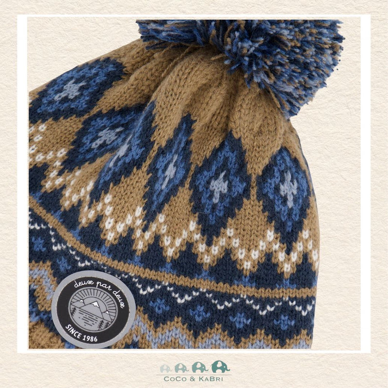 🇨🇦 Deux Par Deux Lined Peruvian Knit Hat Taupe & Navy, CoCo & KaBri Children's Boutique