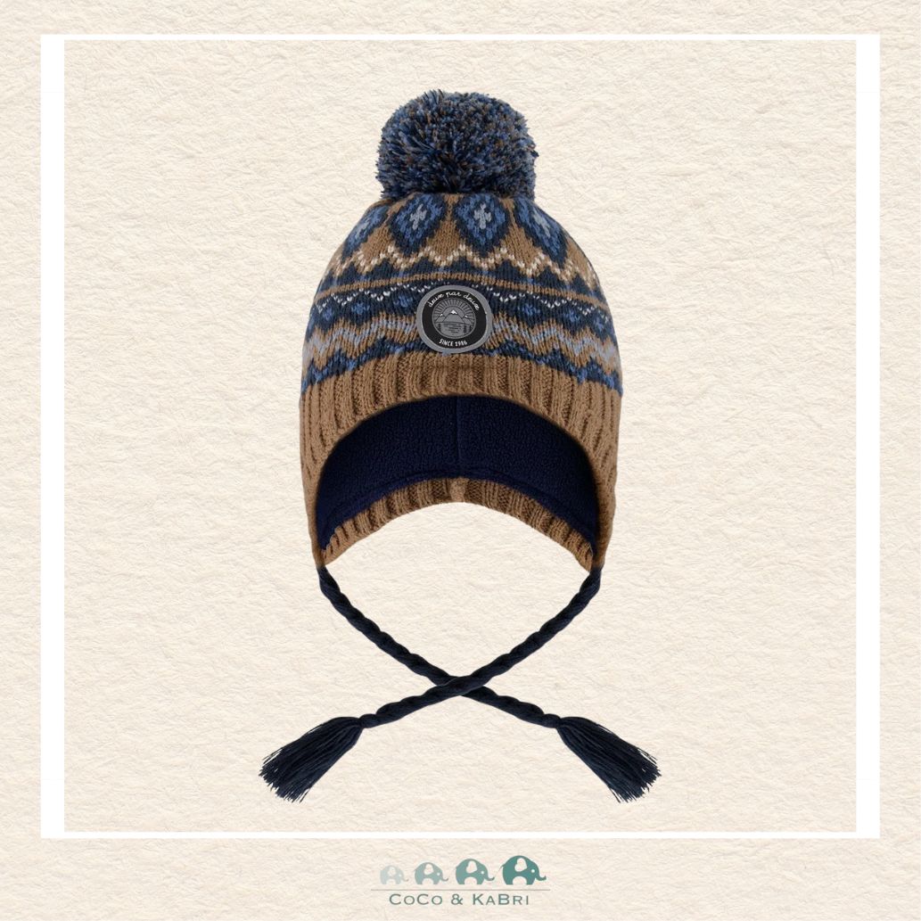 🇨🇦 Deux Par Deux Lined Peruvian Knit Hat Taupe & Navy, CoCo & KaBri Children's Boutique