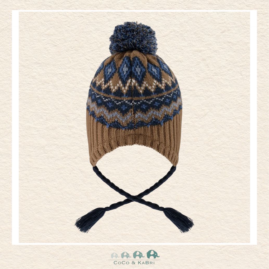 🇨🇦 Deux Par Deux Lined Peruvian Knit Hat Taupe & Navy, CoCo & KaBri Children's Boutique
