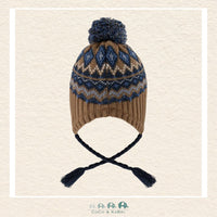 🇨🇦 Deux Par Deux Lined Peruvian Knit Hat Taupe & Navy, CoCo & KaBri Children's Boutique
