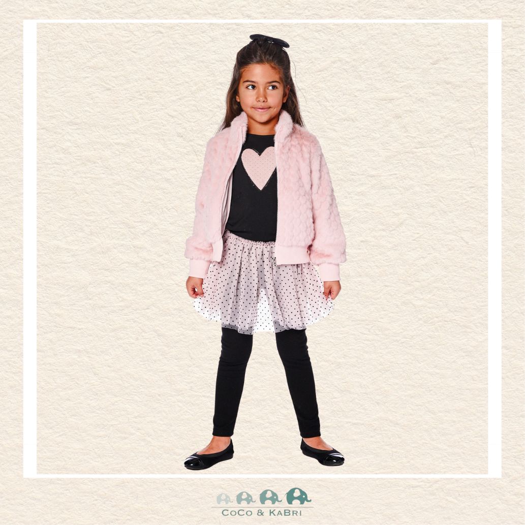 🇨🇦 Deux Par Deux Long Sleeve Cotton Tshirt - Black with Pink Heart, CoCo & KaBri Children's Boutique