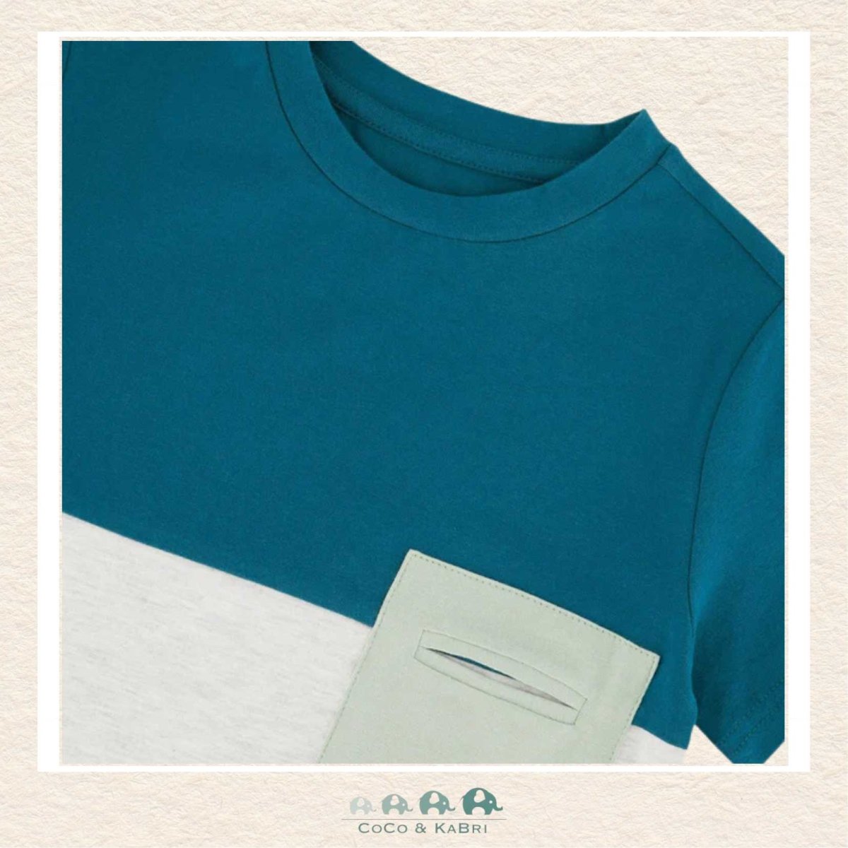 🇨🇦 Deux Par Deux: Organic Cotton Colorblock Jersey T-Shirt With Chest Pocket Heather Grey, CoCo & KaBri Children's Boutique, Brooks Alberta Canada