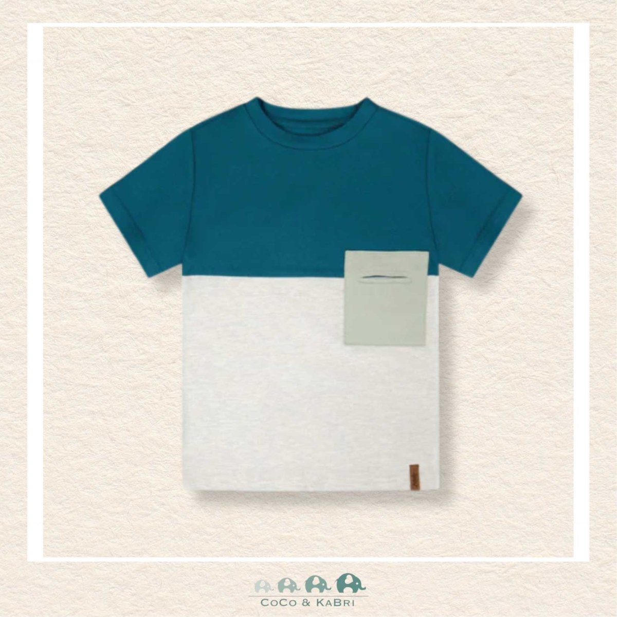 🇨🇦 Deux Par Deux: Organic Cotton Colorblock Jersey T-Shirt With Chest Pocket Heather Grey, CoCo & KaBri Children's Boutique, Brooks Alberta Canada