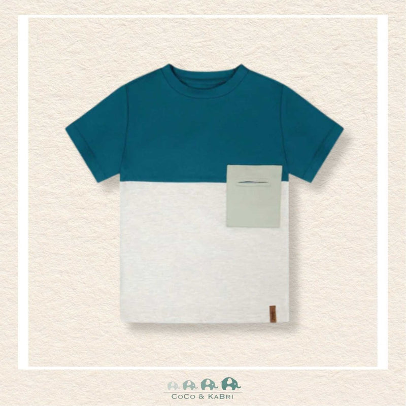🇨🇦 Deux Par Deux: Organic Cotton Colorblock Jersey T-Shirt With Chest Pocket Heather Grey, CoCo & KaBri Children's Boutique, Brooks Alberta Canada