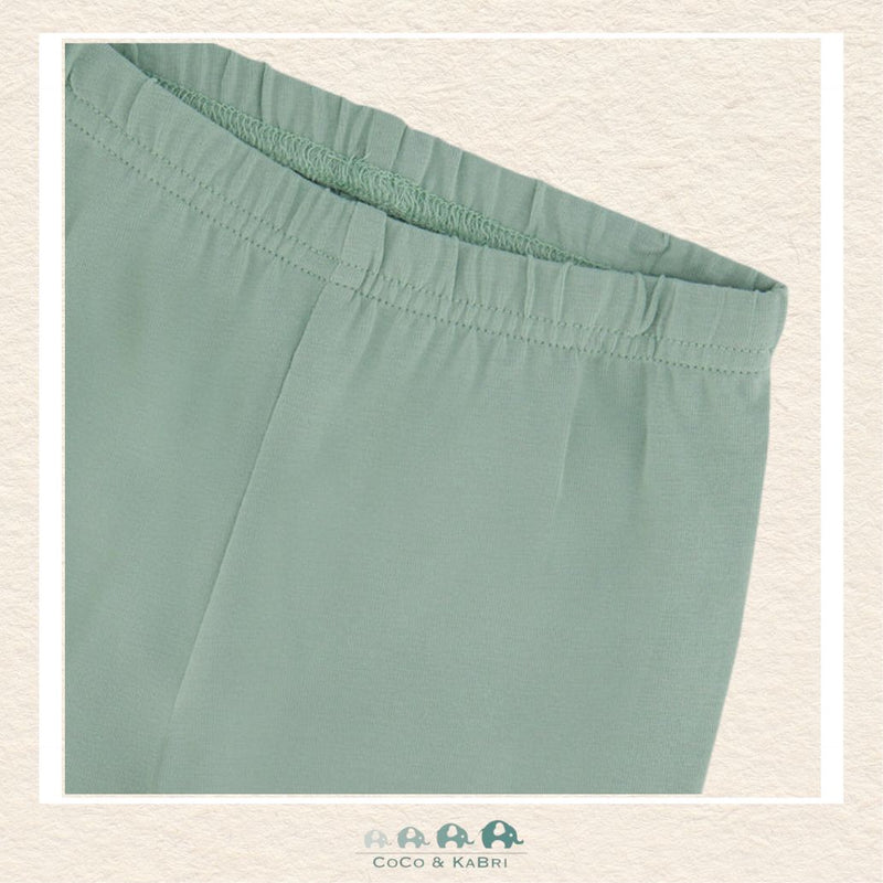 🇨🇦 Deux Par Deux Organic Cotton Jersey Leggings Jade Green With Floral Detail, CoCo & KaBri Children's Boutique