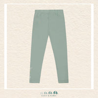 🇨🇦 Deux Par Deux Organic Cotton Jersey Leggings Jade Green With Floral Detail, CoCo & KaBri Children's Boutique