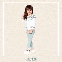 🇨🇦 Deux Par Deux Organic Cotton Jersey Leggings Jade Green With Floral Detail, CoCo & KaBri Children's Boutique