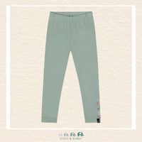 🇨🇦 Deux Par Deux Organic Cotton Jersey Leggings Jade Green With Floral Detail, CoCo & KaBri Children's Boutique