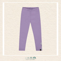 🇨🇦 Deux Par Deux Organic Cotton Jersey Leggings Purple Gray With Floral Detail, CoCo & KaBri Children's Boutique