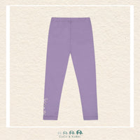🇨🇦 Deux Par Deux Organic Cotton Jersey Leggings Purple Gray With Floral Detail, CoCo & KaBri Children's Boutique