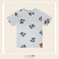 🇨🇦 Deux Par Deux: Organic Cotton Jersey T-Shirt Blue Pug Print, CoCo & KaBri Children's Boutique