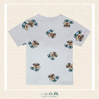 🇨🇦 Deux Par Deux: Organic Cotton Jersey T-Shirt Blue Pug Print, CoCo & KaBri Children's Boutique