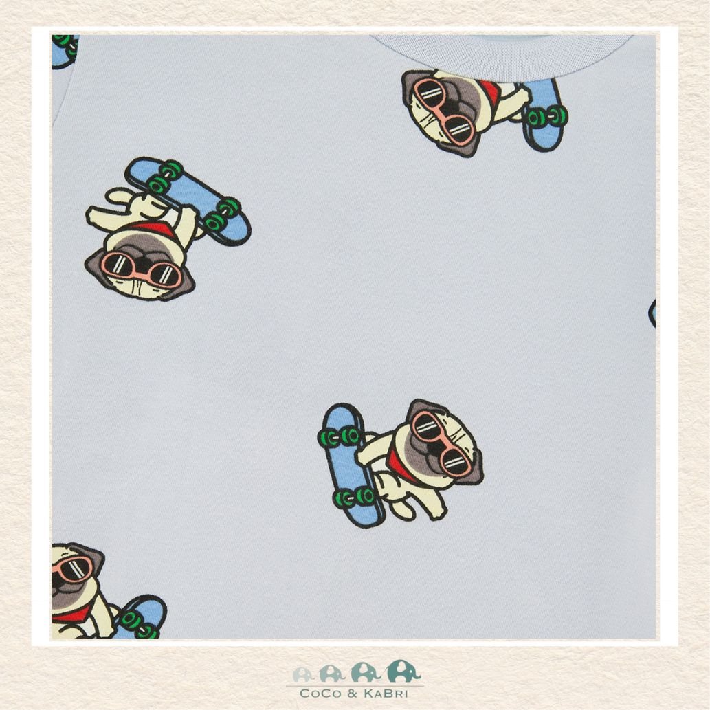 🇨🇦 Deux Par Deux: Organic Cotton Jersey T-Shirt Blue Pug Print, CoCo & KaBri Children's Boutique