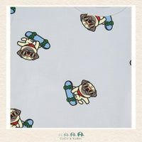 🇨🇦 Deux Par Deux: Organic Cotton Jersey T-Shirt Blue Pug Print, CoCo & KaBri Children's Boutique